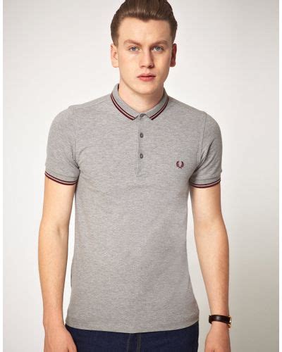 Fred Perry Fred Perry Slim Fit Micro Collar Polo Shirt In Gray For Men