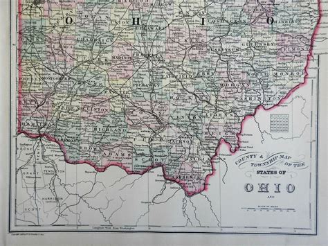 Ohio County And Township Map Cleveland Cincinnati Toledo Columbus 1887
