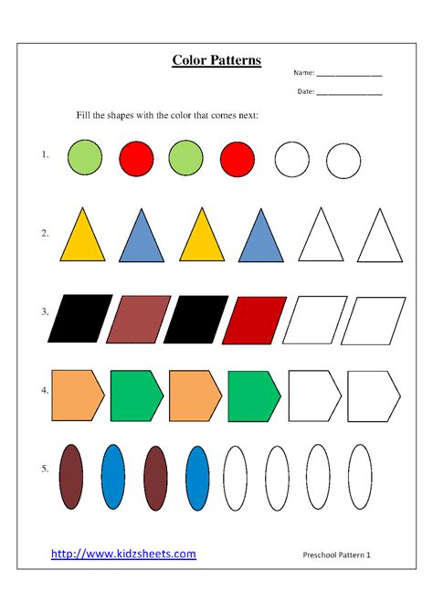 Pattern Printable Worksheets Kindergarten