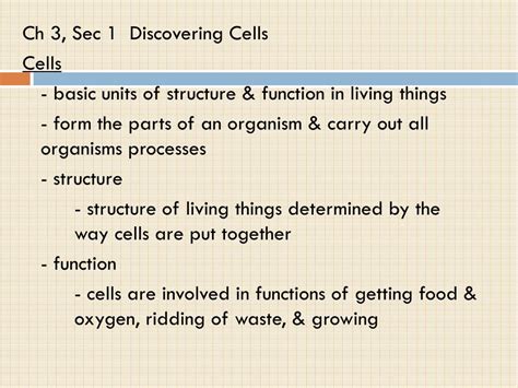 Ppt Ch 3 Sec 1 Discovering Cells Cells Basic Units Of Structure