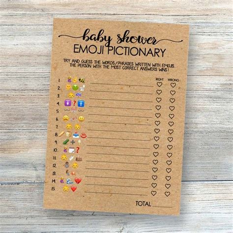 Emoji Pictionary Baby Shower Game Rustic Baby Shower Gender Etsy Baby