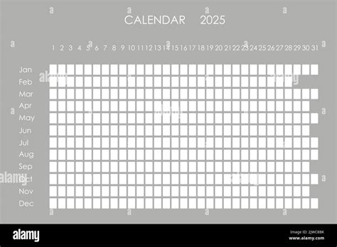 Simple 2025 Year Calendar Week Black And White Stock Photos And Images