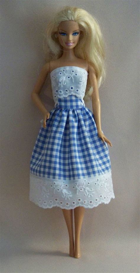 Handmade Barbie Doll Clothes Blue Gingham By Persnicketygrandma 600 Sewing Barbie Clothes