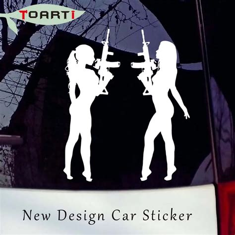Buy Sexy Girls Gun Silhouette Decal Guns Vinyl Car Sticker Removable Art Decal