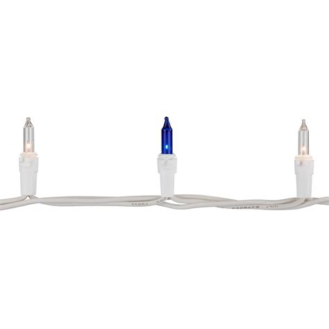set of 100 blue and clear mini christmas lights 2 5” spacing white wire christmas central