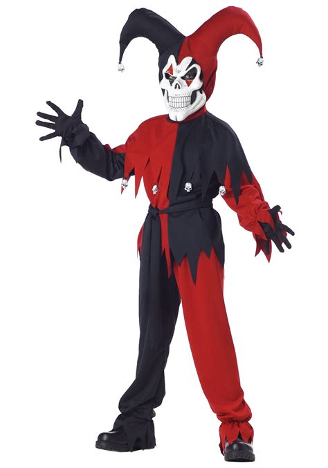 Childs Evil Jester Costume - Child Court Jester Scary Costumes