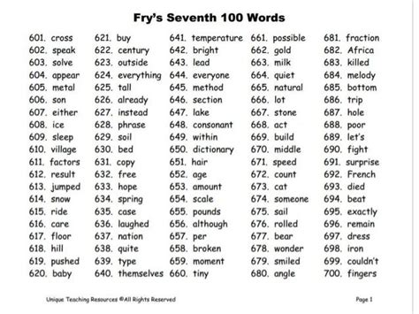 6 Frys 300 Sight Words Printable Flash Cards