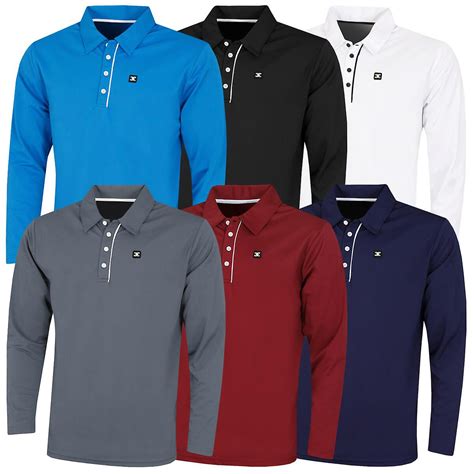Stuburt Mens Urban Long Sleeve Wicking Breathable Golf Polo Shirt