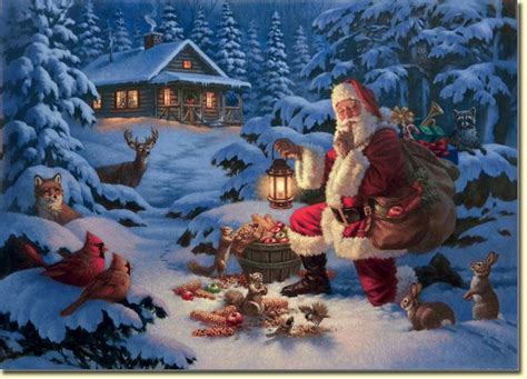 Featured Work Christmas Art Woodland Christmas Santa Art