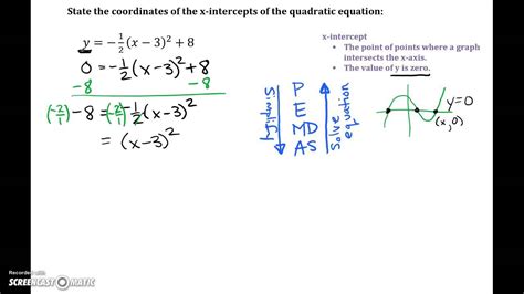 This may be somewhat easy or really difficult, depending on the function. Quadratic Equations Find X Intercepts from Vertex Form ...