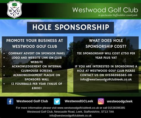 Hole Sponsorship Westwood Golf Club Staffordshire