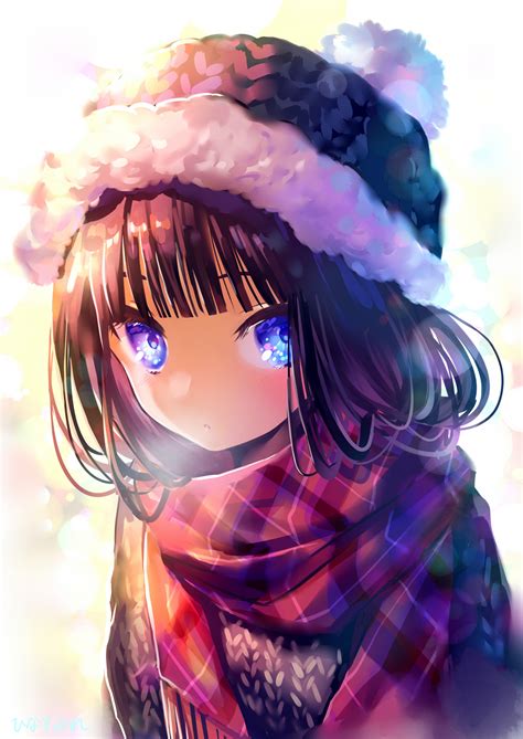 Wallpaper Anime Girls Original Characters Blue Eyes Winter