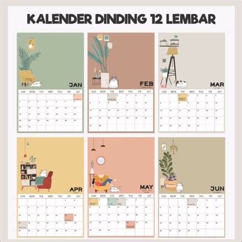 Jual Bisa Custom Kalender Dinding 12 Bulan Aesthetic 2022 Kalender