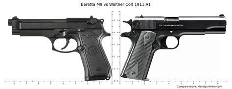 Beretta M9 Vs Walther Colt 1911 A1 Size Comparison Handgun Hero