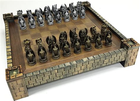Amazon Dragon Fantasy Gothic Medieval Times Chess Set W Castle Board