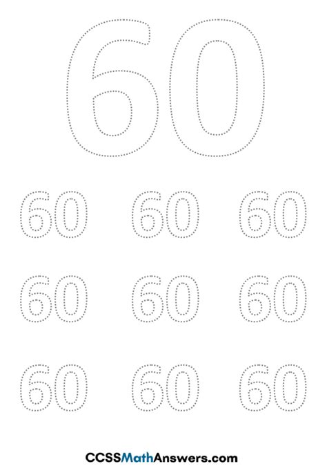 Worksheet On Number 60 Free Printable Number 60 Tracing Counting