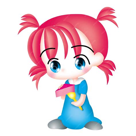 Tekenfilm Meisje Karakter Pop Zoet Model Emotie Illustratie Clipart