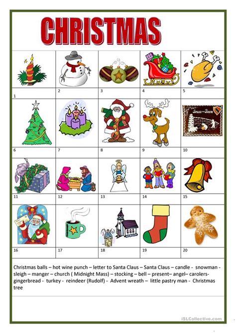 Christmas worksheets and printables bring merriment and cheer to the holiday season. Christmas worksheet - Free ESL printable worksheets made by teachers