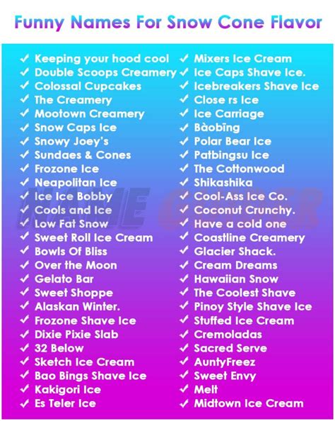100 Funny Snow Cone Flavor Names 2023 Name Guider