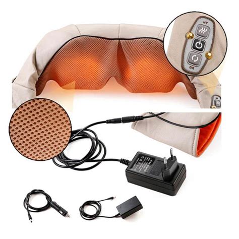 Electrical Massagem Electrical Shiatsu Neck Shoulder Infrared Heated Kneading Massager Carhome