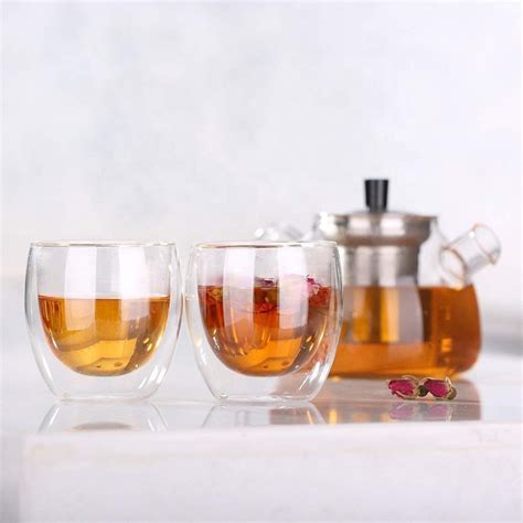 Wholesale Borosilicate Glass 80ml Handleless Double Wall Espresso Glass Coffee Cup In Chinese