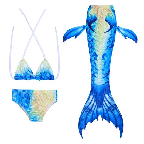 3pcs Girls Mermaid Tail Swimwear Mermaid Swimsuit Bathing Suit Princess