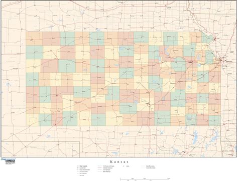 Kansas Wall Map By Geonova Mapsales Images And Photos Finder