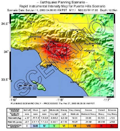 Earthquake Planning Scenario Map For A Puente Hills Thrust Event M71