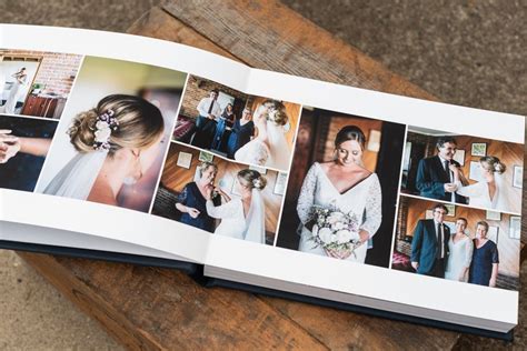 Wedding Photo Album In Navy Blue Leather With Custom Name