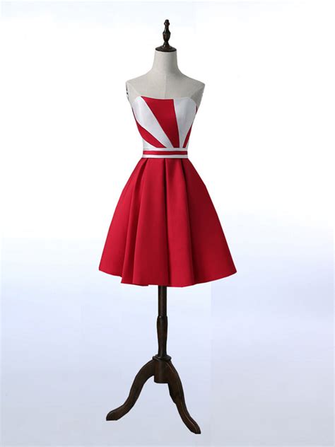 Red Homecoming Dress A Line Strapless Short Prom Dress Party Dress Jk0 Anna Promdress