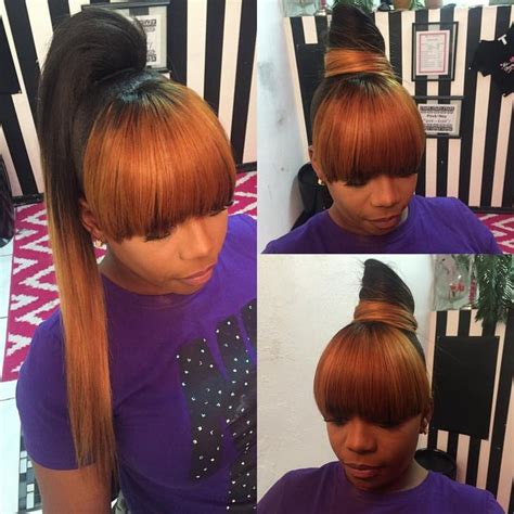 Awesome Weave Ponytail And Bangs With Images Weave Ponytails With Bangs