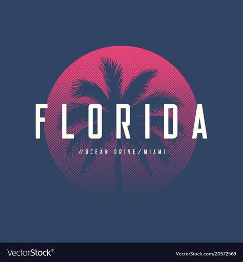 Florida Miami Ocean Drive T Shirt And Apparel Design With Palm Tree And