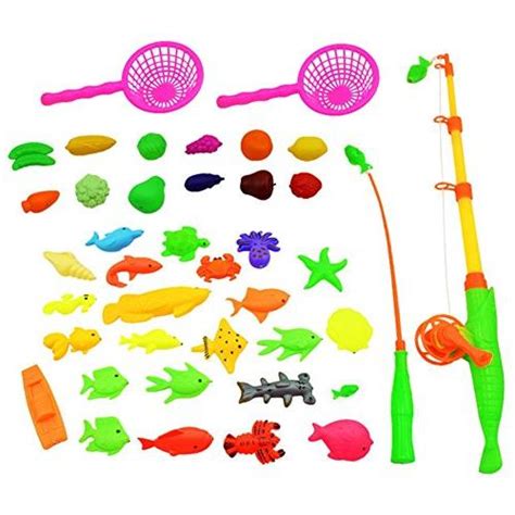 Ocamo 40pcs Magnetic Fishing Playset Waterproof Floating Fish