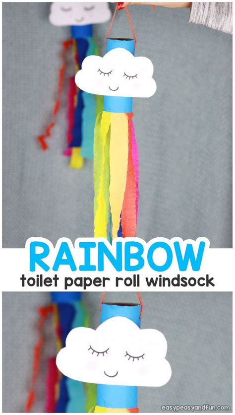 Rainbow Windsock Toilet Paper Roll Craft Spring Crafts For Kids