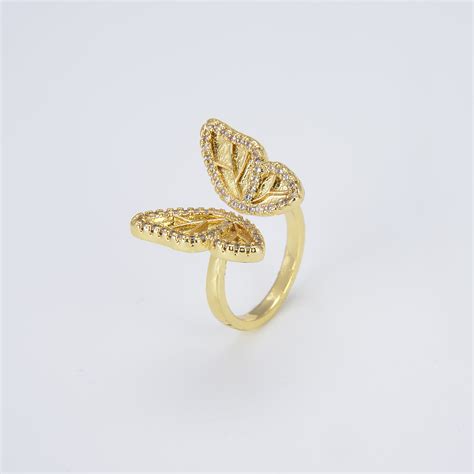 18k Gold Butterfly Ring Dainty Monarch Ring Adjustable Ring Etsy
