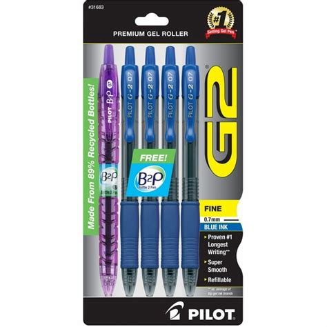 Pilot G2 Premium Retractable Gel Ink Pens Fine Point 07 Mm Blue
