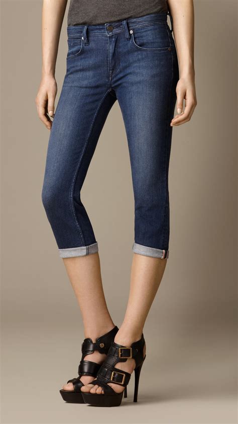 Burberry Buckingham Blue Skinny Fit Capri Jeans - Lyst