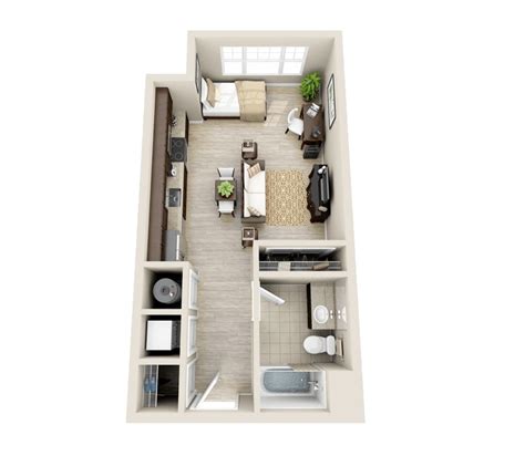 Long Narrow Studio Apartment Floor Plans