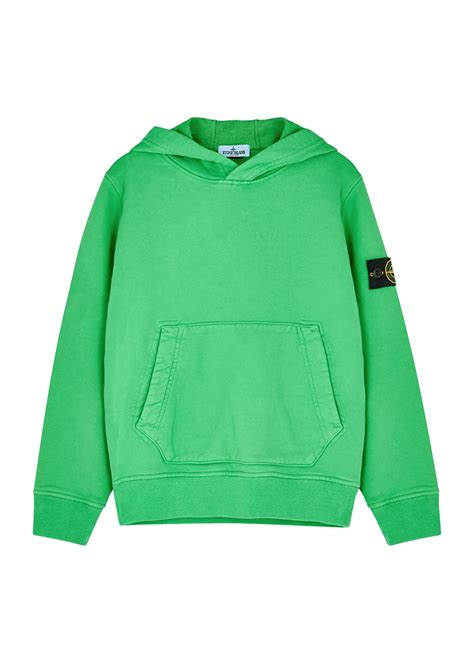 Stone Island Kids Green Hooded Cotton Sweatshirt 6 8 Years Harvey