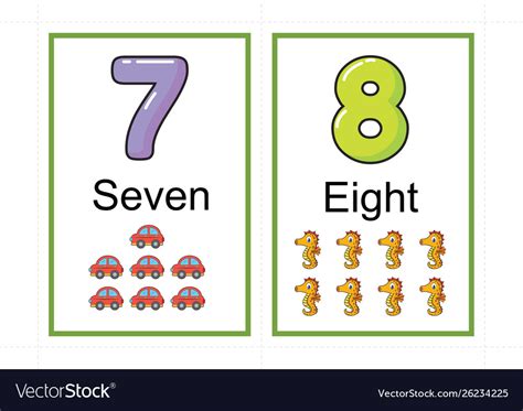 Printable Number Flashcards For Teaching Vector Image