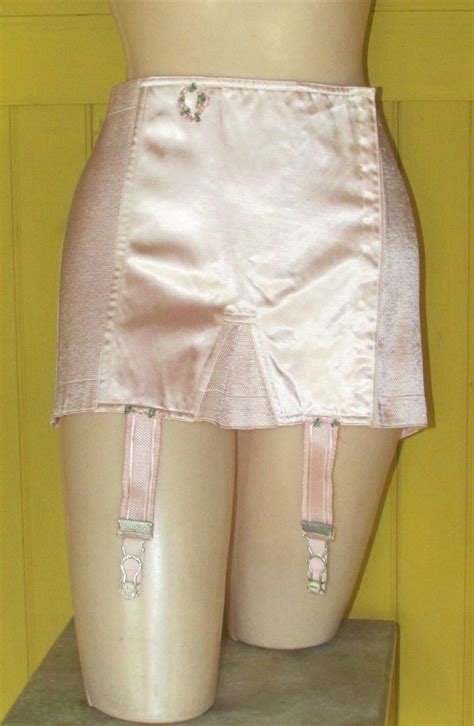 vintage 1930s flapper girdle modart pink satin garters unworn deco orig box s31 vintage