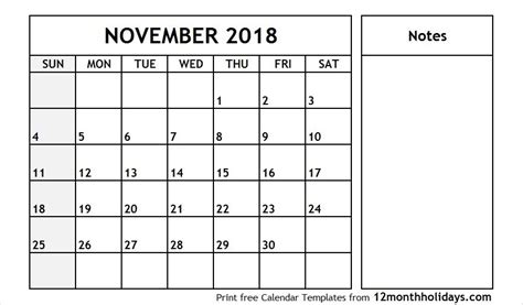 November 2018 Calendar Printable Landscape Calendar Printables Free