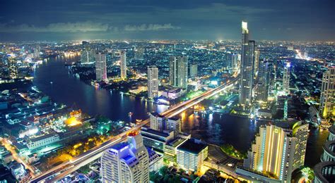 Bangkok Skyline At Night Foto And Bild Architektur Stadtlandschaft