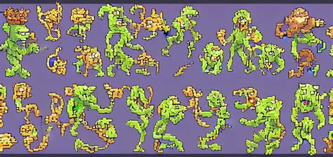 Pixel Art Sprite Sheet Of Cute Catchable Monsters Stable Diffusion