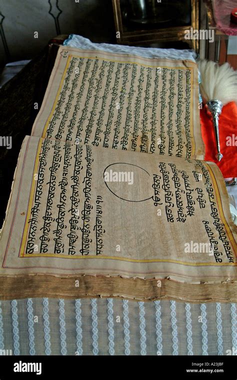 Hand Written Sikh Holy Book Called Guru Granth Sahib Stock Photo Alamy