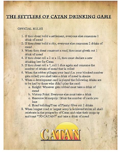 The Settlers of Catan Drinking Game | Geek | Pinterest | Drinking games