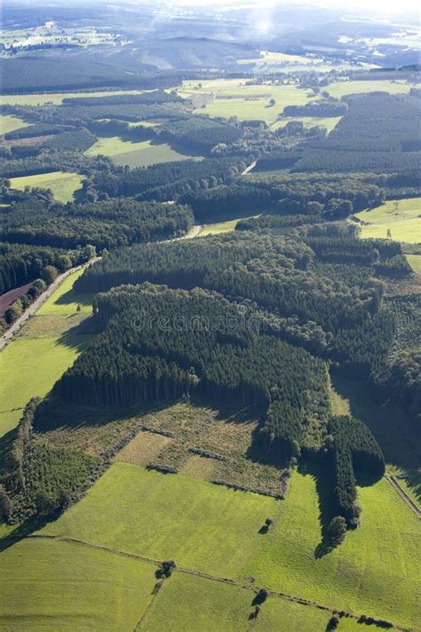 Aerial View Countryside With Meadows And Forests Stock Image Image