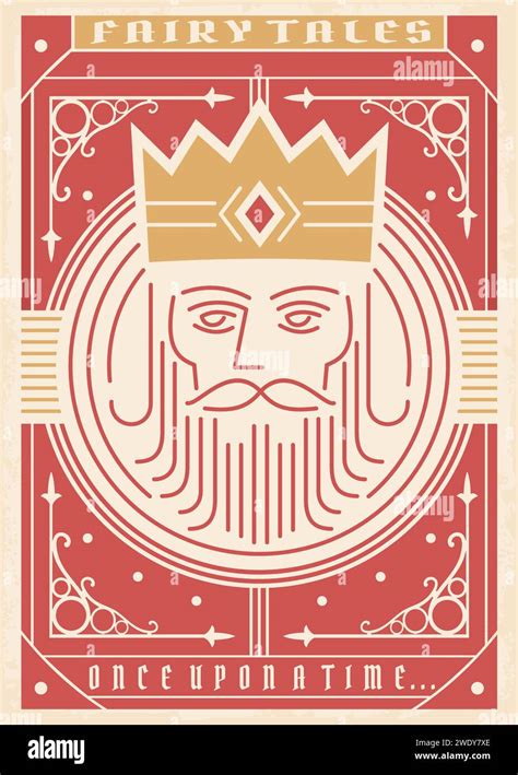 Medieval Book Cover Design With King Portrait Fairy Tales Illustration