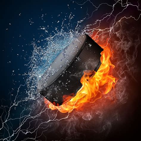Hockey Puck in fire Isolated on Black Background. | Hockey puck, Hockey, Hockey inspiration