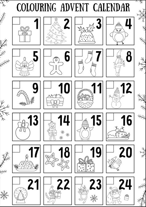 Christmas Advent Calendar Colouring Printable Etsy